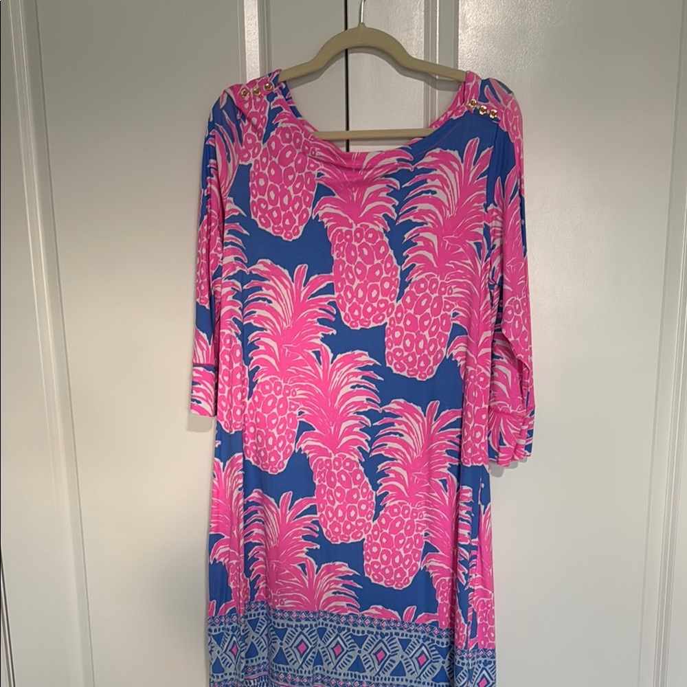 Lilly Pulitzer Vibrant Pink and Blue Patterned Dress